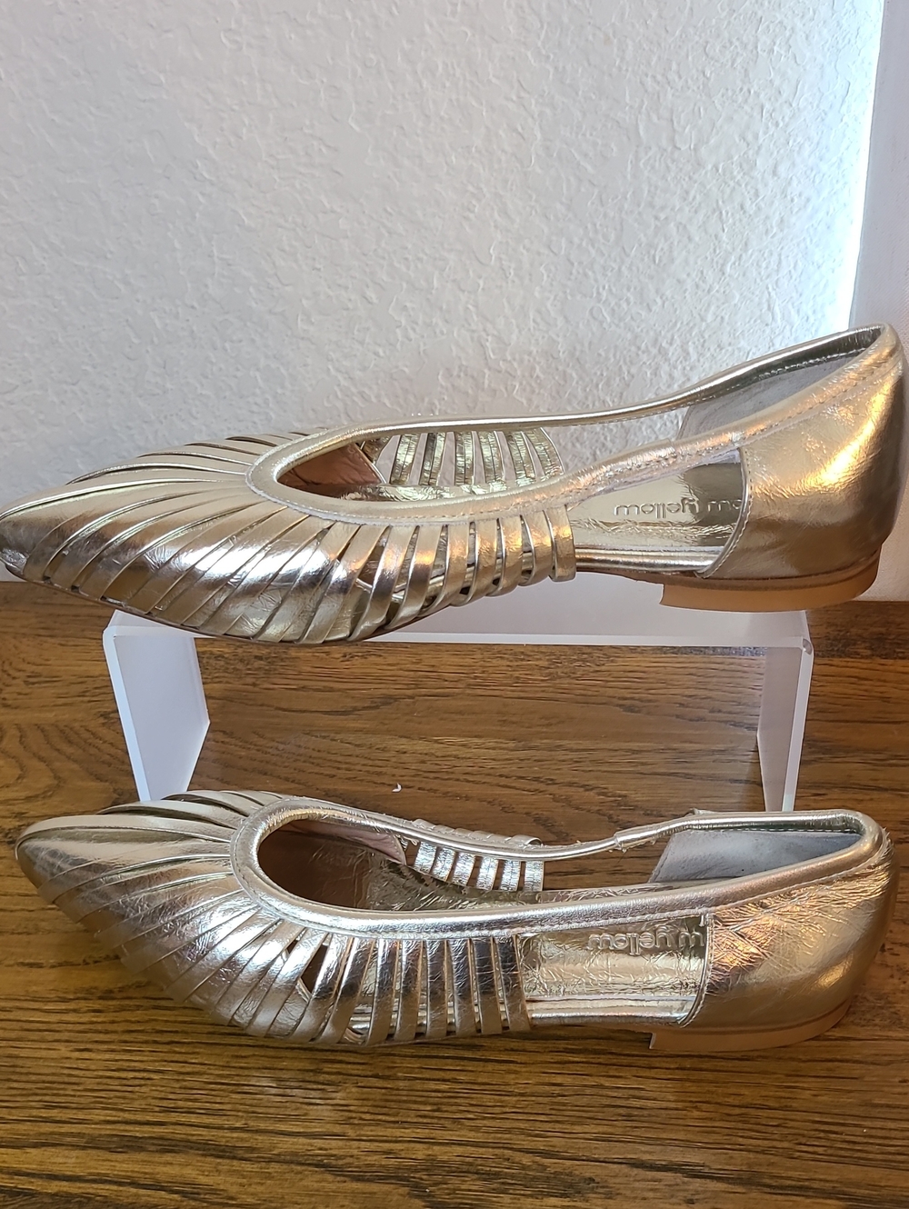 Metallic Gold Women's Cutout Ballet Flats Made In Italy